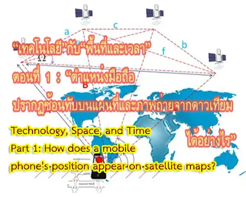 How does a mobile phone's position appear on satellite maps?